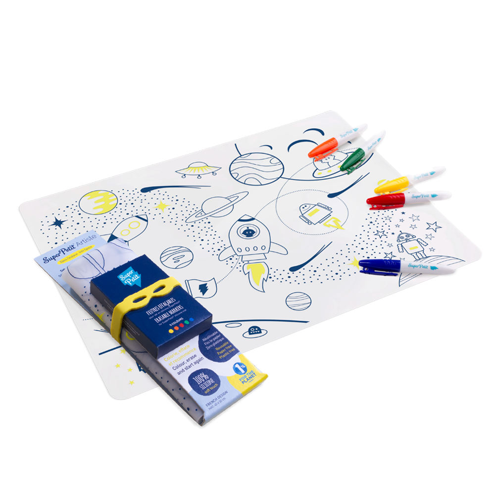 Set de table en silicone &#224; colorier &#224; l&#39;infini 5 feutres inclus